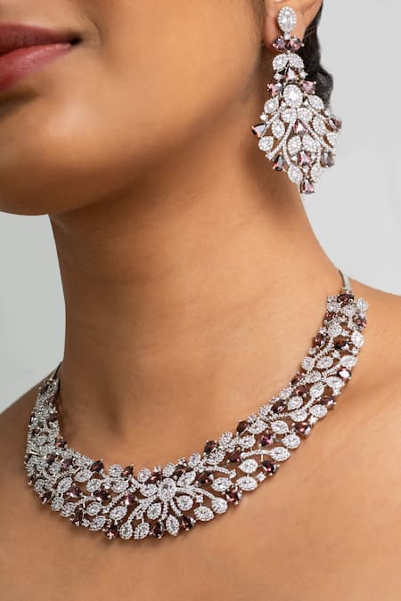 Zevar King Multi Color Stones Embellished Necklace Set Online at Aza Fashions Zevar King_Multi Color Stones Embellished Necklace Set _Online_at_Aza_Fashions