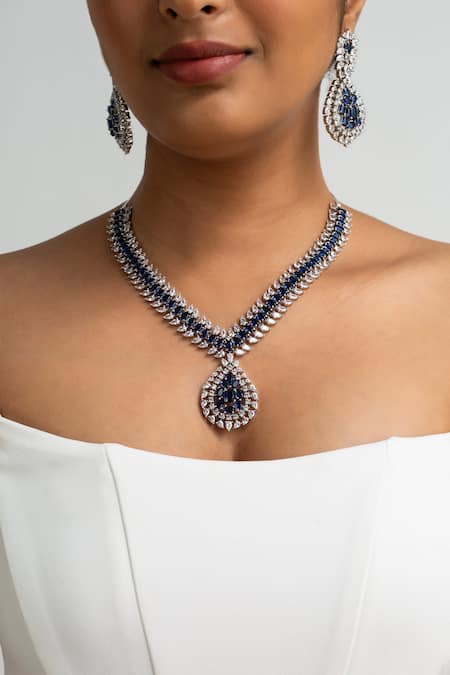 Zevar King Designer Stone Studded Necklace Set 