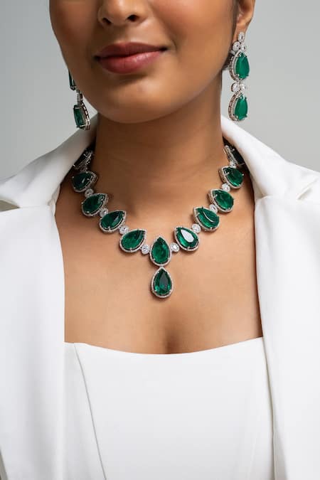 Zevar King Teardrop Stone Necklace Set 