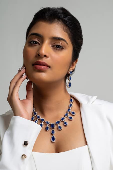 Zevar King Teardrop Stone Necklace Set 