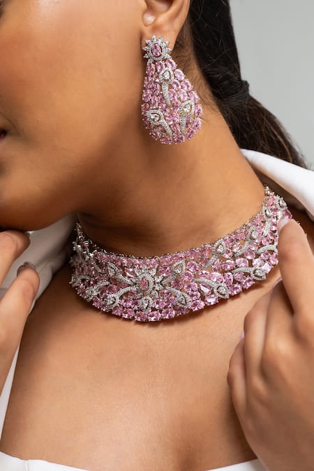 Zevar King Floral Stone Embellished Choker Set 