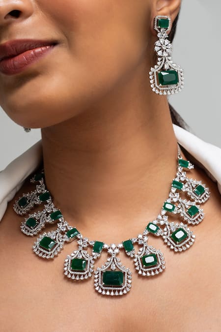 Zevar King Chandelier Stone Necklace Set 