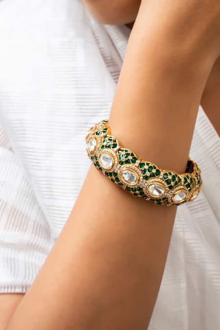 Zevar King Green Stone Embellished Bangle 