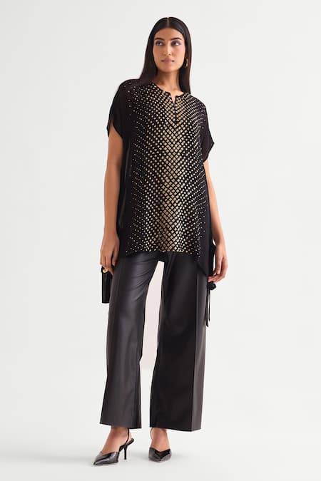Namrata Joshipura Black Georgette Sequins Embellished Tunic Online at Aza Fashions Namrata Joshipura_Black Georgette Sequins Embellished Tunic _Online_at_Aza_Fashions