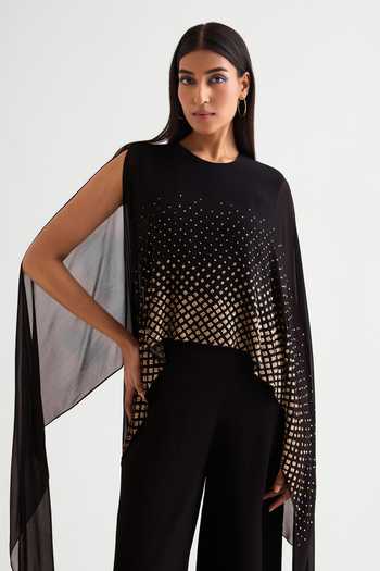 Buy Namrata Joshipura Black Georgette Sequins Round Neck Star Gaze Embellished Flap Jumpsuit Online at Aza Fashions Buy_Namrata Joshipura_Black Georgette Sequins Round Neck Star Gaze Embellished Flap Jumpsuit _Online_at_Aza_Fashions