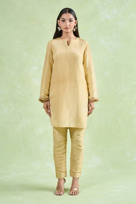 Buy Naintara Bajaj Gold Tissue, Organza Gota Patti, Sequins, Embellished Kurta Set With Dupatta Online at Aza Fashions Buy_Naintara Bajaj_Gold Tissue, Organza Gota Patti, Sequins, Embellished Kurta Set With Dupatta _Online_at_Aza_Fashions