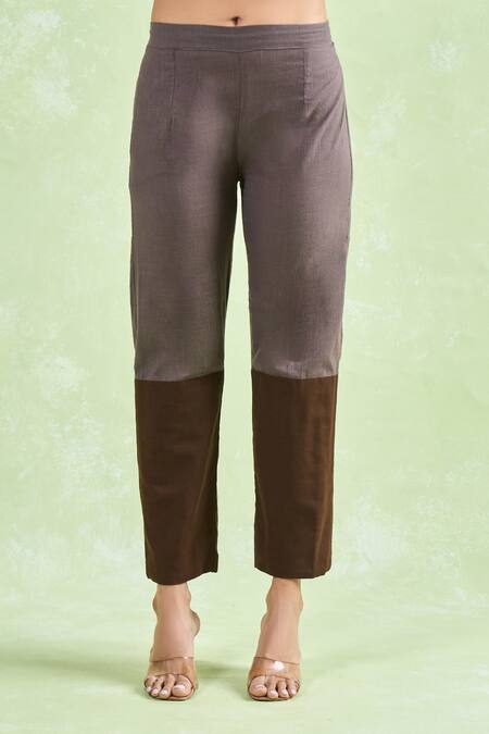 Shop Naintara Bajaj Brown Cotton, Chiffon Gota Patti Round Neck Lace Border Anarkali Pant Set Online at Aza Fashions Shop_Naintara Bajaj_Brown Cotton, Chiffon Gota Patti Round Neck Lace Border Anarkali Pant Set _Online_at_Aza_Fashions