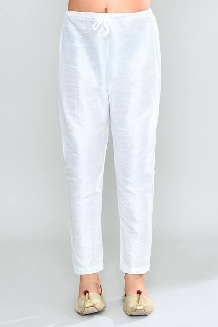 Petite Pomme_Green Brocade, Silk Embroidery Leaf Motif Woven Kurta And Pant Set_at_Aza_Fashions