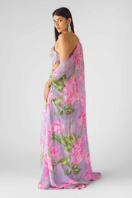 Basanti - Kapde Aur Koffee Floral Embroidered Cape & Slit Skirt Set 