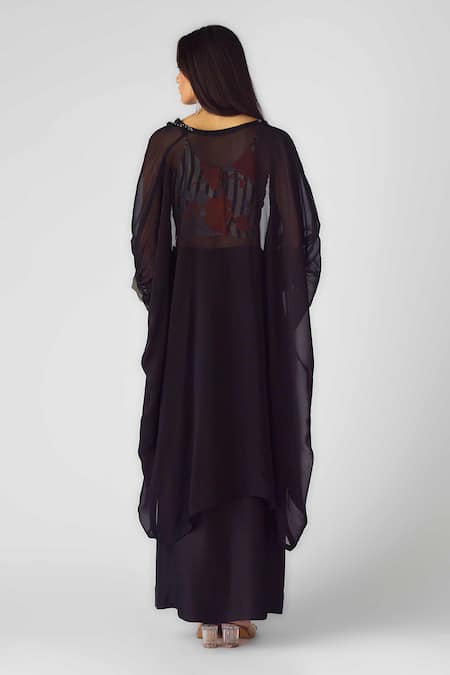 Basanti - Kapde Aur Koffee Floral Sequin Cape Skirt Set 