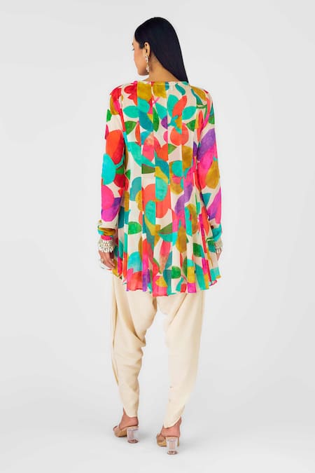 Basanti - Kapde Aur Koffee Abstract Print Kurta Dhoti Pant Set 