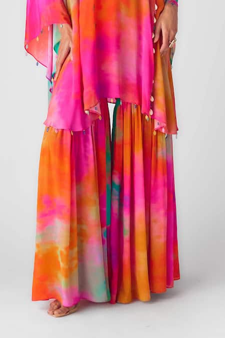 Basanti - Kapde Aur Koffee Multi Color Crepe Beads Plunge Neck, Multicolor Embellished Kaftan Set Online at Aza Fashions Basanti - Kapde Aur Koffee_Multi Color Crepe Beads Plunge Neck, Multicolor Embellished Kaftan Set _Online_at_Aza_Fashions