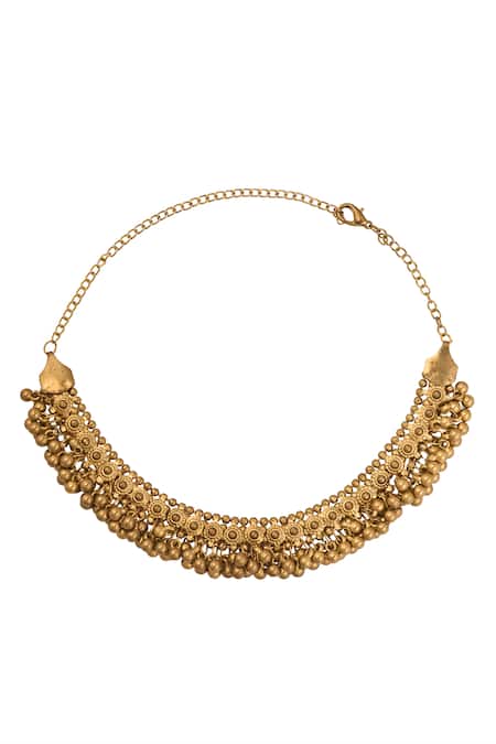 Just Shradhas Gold Ghungroo Embellished Choker Necklace 