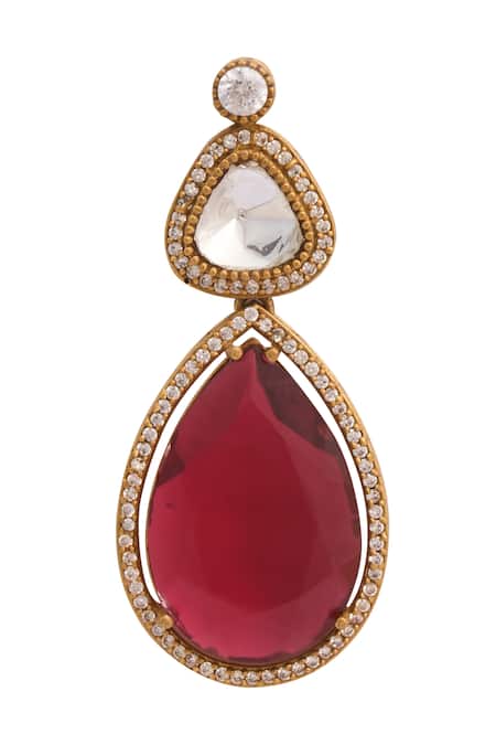 Buy_Just Shradhas_Multi Color Fabric Flowers Natural Stone Necklace Set _Online_at_Aza_Fashions