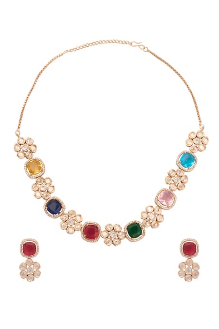 Just Shradhas Kundan Embellished Necklace Set 