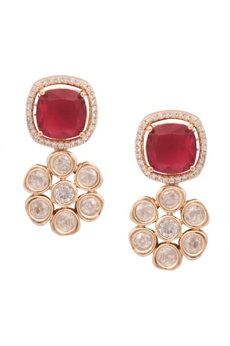 Shop Just Shradhas Multi Color Fabric Flowers, Stones Kundan Embellished Necklace Set Online at Aza Fashions Shop_Just Shradhas_Multi Color Fabric Flowers, Stones Kundan Embellished Necklace Set _Online_at_Aza_Fashions