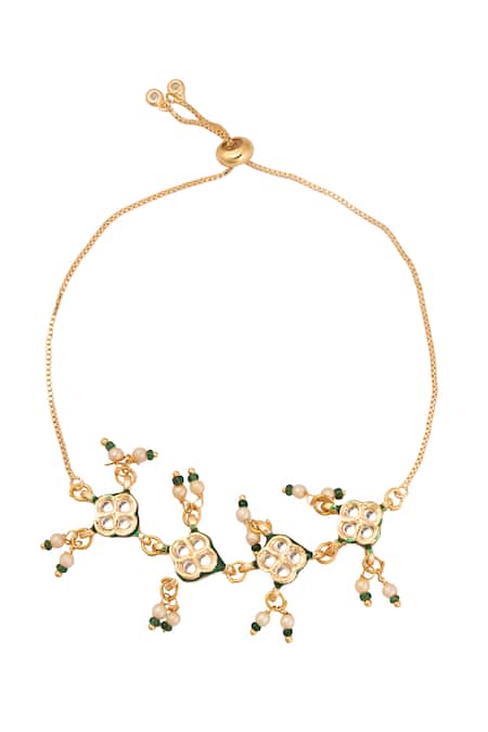 Just Shradhas Gold Toned Natural Stone Bracelet 