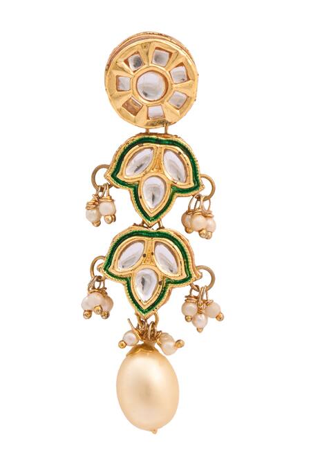 Buy Just Shradhas Gold Plated Pearls, Stones Natural And Drop Earrings Online at Aza Fashions Buy_Just Shradhas_Gold Plated Pearls, Stones Natural And Drop Earrings _Online_at_Aza_Fashions