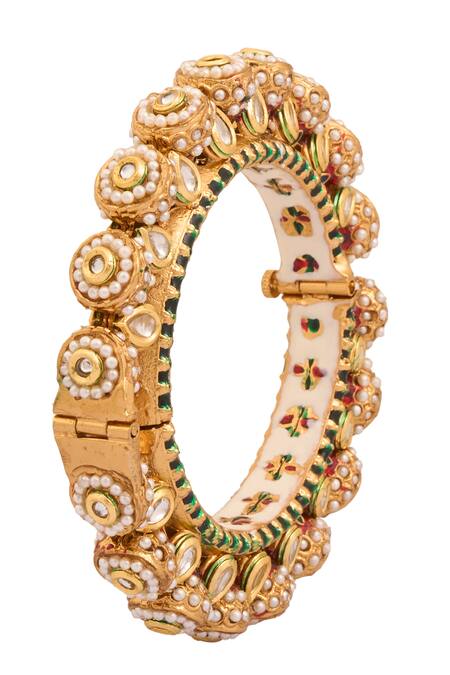 Buy_Just Shradhas_Multi Color Pearls, Stones Natural And Embellished Bangle _Online_at_Aza_Fashions