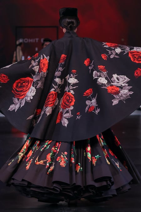 Rohit Bal Botanical Print Cape & Anarkali Set 