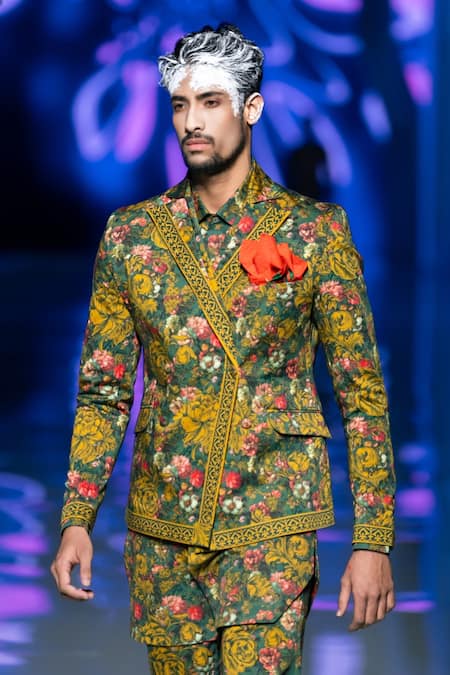 Shop_MR. Ajay Kumar_Multi Color Cotton Floral Print Shirt Kurta _Online_at_Aza_Fashions