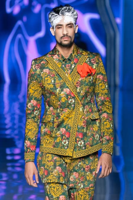 Buy_MR. Ajay Kumar_Multi Color Cotton Floral Print Shirt Kurta 