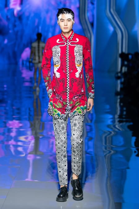 MR. Ajay Kumar Abstract Animal Printed Crest Shirt 