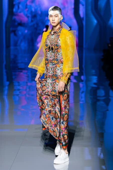 MR. Ajay Kumar Multicolor Floral Print Shirt Kurta 