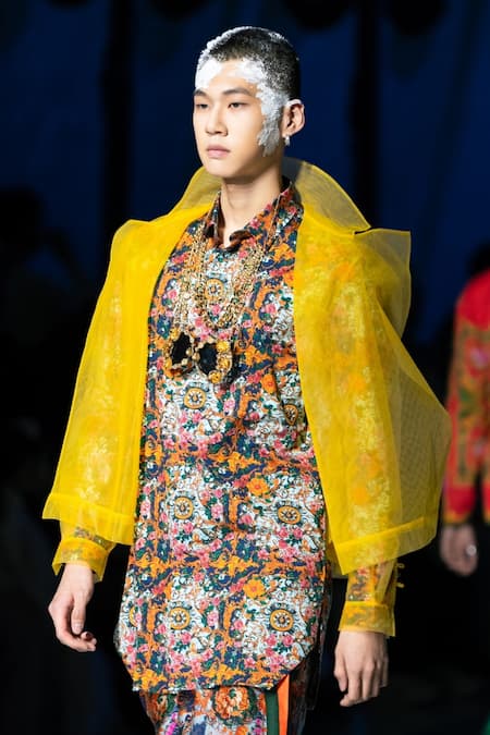 MR. Ajay Kumar_Multi Color Cotton Multicolor Floral Print Shirt Kurta _at_Aza_Fashions