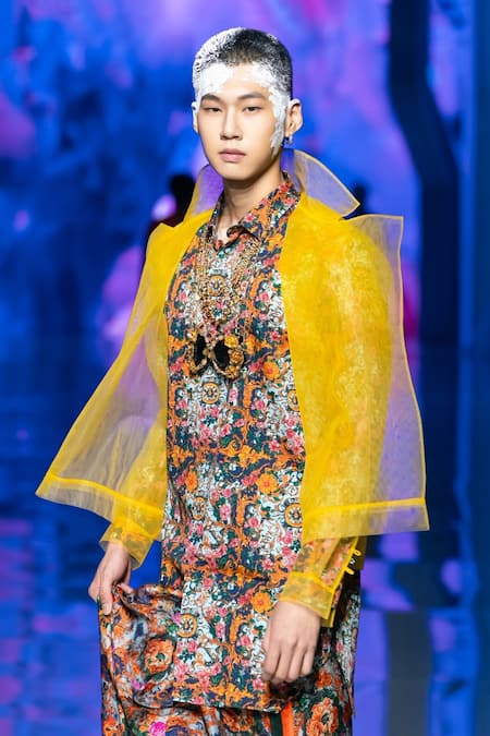 Buy_MR. Ajay Kumar_Multi Color Cotton Multicolor Floral Print Shirt Kurta 