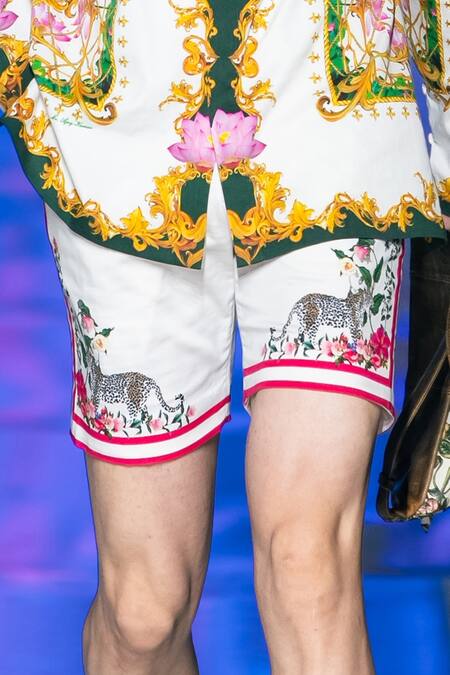 Buy_MR. Ajay Kumar_White Cotton Satin Floral Print Casual Shirt _Online_at_Aza_Fashions