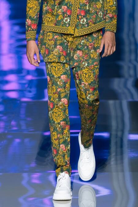 MR. Ajay Kumar_Multi Color Cotton Multicolor Floral Print Pant _Online_at_Aza_Fashions