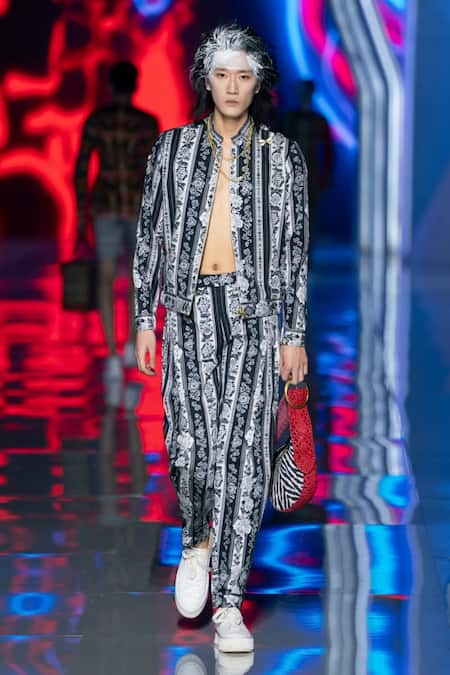 MR. Ajay Kumar Floral Stripe Print Pant 