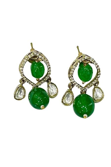 Queens Jewels_Green Beads, Stones And Pendant Necklace Set _Online_at_Aza_Fashions