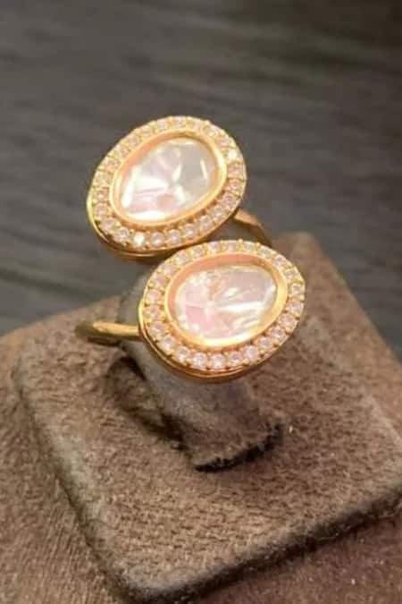 Queens Jewels Gold Kundan Stone Embellished Ring 