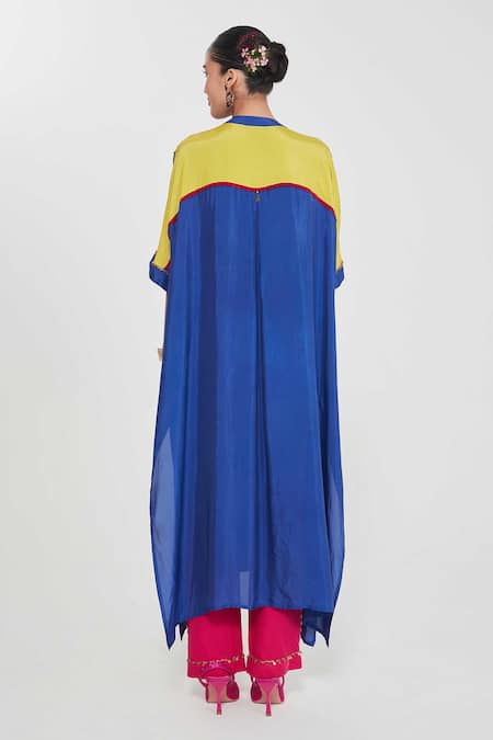 Shop Siddhartha Bansal Blue Silk, Cotton Embroidery Round Neck Paisley Kurta Set at Aza Fashions Shop_Siddhartha Bansal_Blue Silk, Cotton Embroidery Round Neck Paisley Kurta Set _at_Aza_Fashions