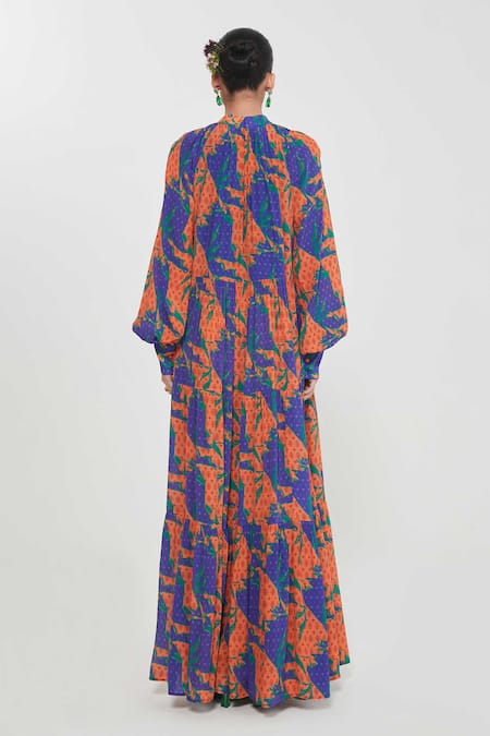 Siddhartha Bansal Multi Color Long Tiered Dress 