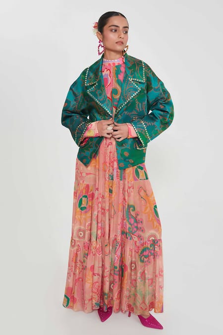 Siddhartha Bansal Green Abstract Printed Jacket 