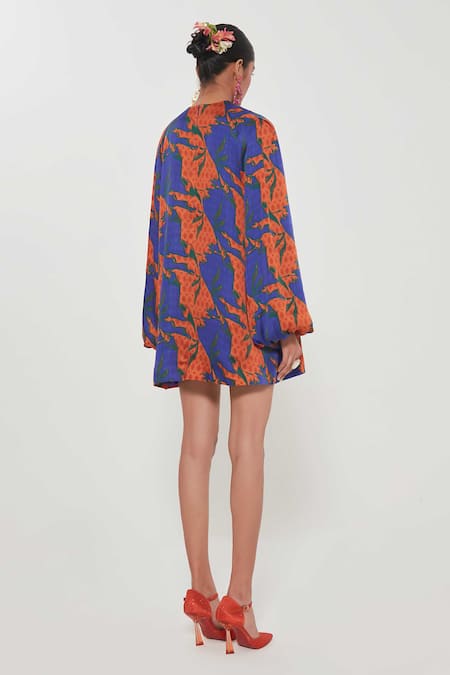 Siddhartha Bansal Blue Tesselation Pattern Dress 