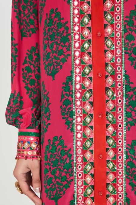 Shop_Siddhartha Bansal_Multi Color Crepe Tassels, Sequins Rani Paisley Printed Tunic And Palazzo Set _Online_at_Aza_Fashions