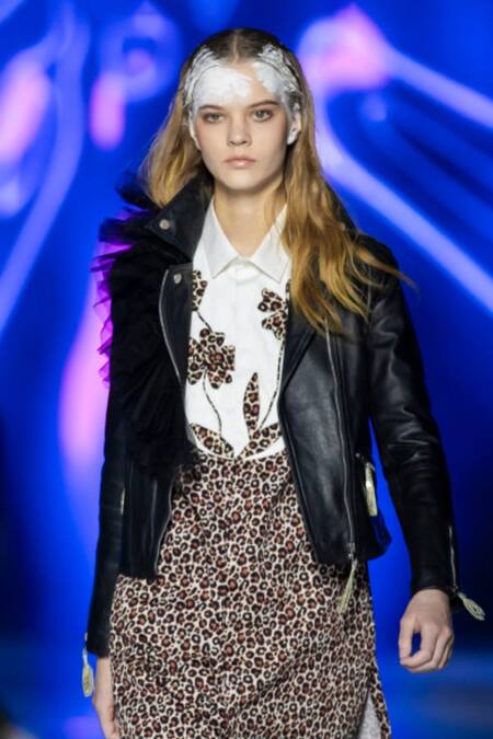 Buy_MR. Ajay Kumar_Brown Cotton Collared Leopard Pattern Shirt Dress _Online_at_Aza_Fashions