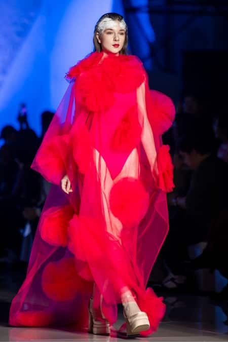 MR. Ajay Kumar Floral Applique Maxi Dress 