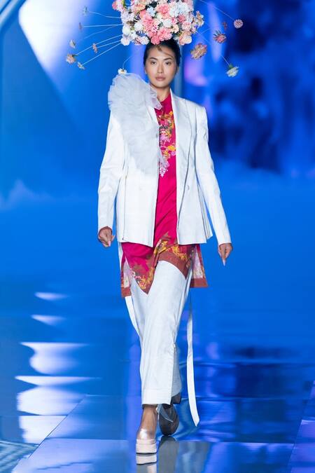 Buy_MR. Ajay Kumar_White Cotton Side Slit Pant _Online_at_Aza_Fashions