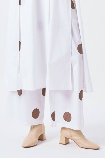 Three_White Poplin Polka Applique Palazzo _Online_at_Aza_Fashions
