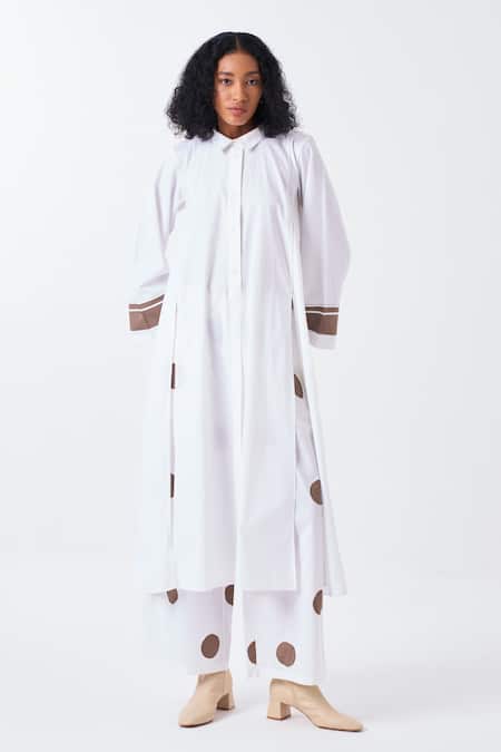 Three_White Poplin Polka Applique Palazzo _at_Aza_Fashions