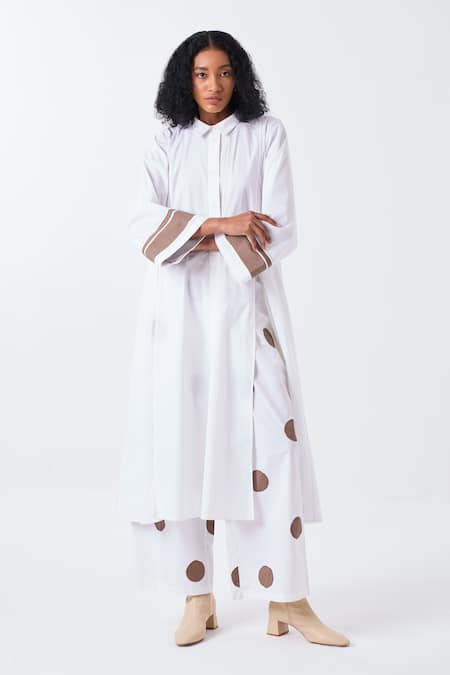 Buy_Three_White Poplin Polka Applique Palazzo 