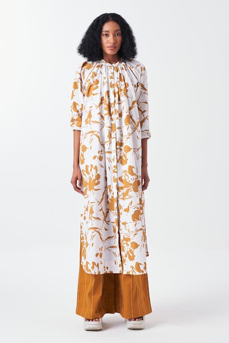 Three Yellow Cotton Mustard Stitchline Embroidered Palazzo Online at Aza Fashions Three_Yellow Cotton Mustard Stitchline Embroidered Palazzo _Online_at_Aza_Fashions