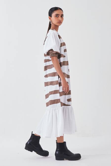 Buy Three White Poplin Applique Round Neck Smear Midi Dress Online at Aza Fashions Buy_Three_White Poplin Applique Round Neck Smear Midi Dress _Online_at_Aza_Fashions