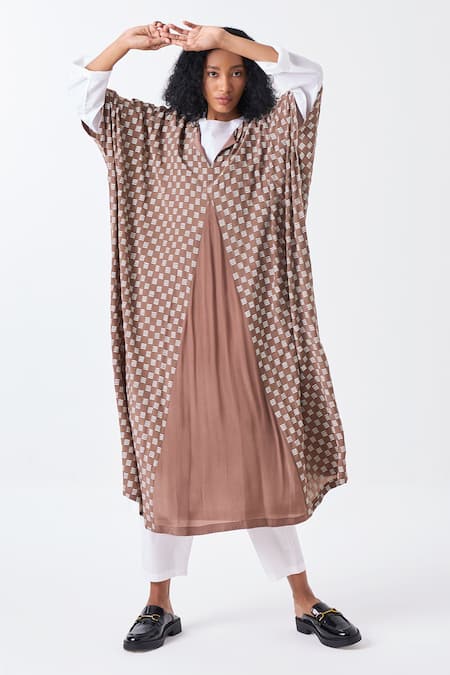 Three Brick Print Gusset Detail Kaftan 