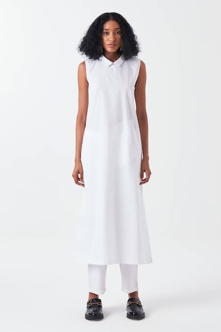 THREE Sleeveless Solid White Tunic 